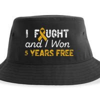 I Fought And I Won 5 Years Free Childhood Cancer Awareness Sustainable Bucket Hat