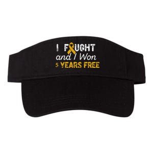 I Fought And I Won 5 Years Free Childhood Cancer Awareness Valucap Bio-Washed Visor