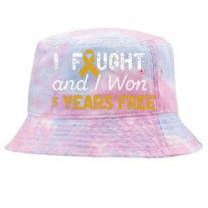 I Fought And I Won 5 Years Free Childhood Cancer Awareness Tie-Dyed Bucket Hat