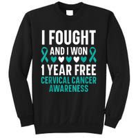 I Fought And I Won 1 Year Free Cervical Cancer Awareness Sweatshirt