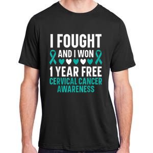 I Fought And I Won 1 Year Free Cervical Cancer Awareness Adult ChromaSoft Performance T-Shirt