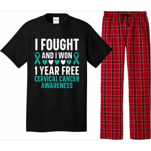 I Fought And I Won 1 Year Free Cervical Cancer Awareness Pajama Set