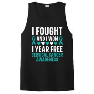 I Fought And I Won 1 Year Free Cervical Cancer Awareness PosiCharge Competitor Tank