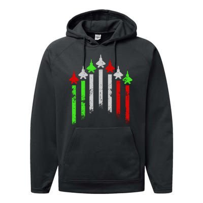 Italian Flag Airplanes Performance Fleece Hoodie