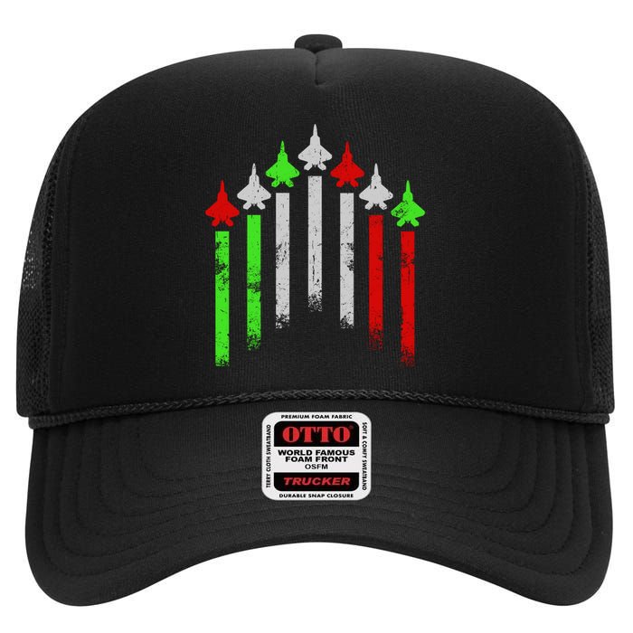 Italian Flag Airplanes High Crown Mesh Back Trucker Hat