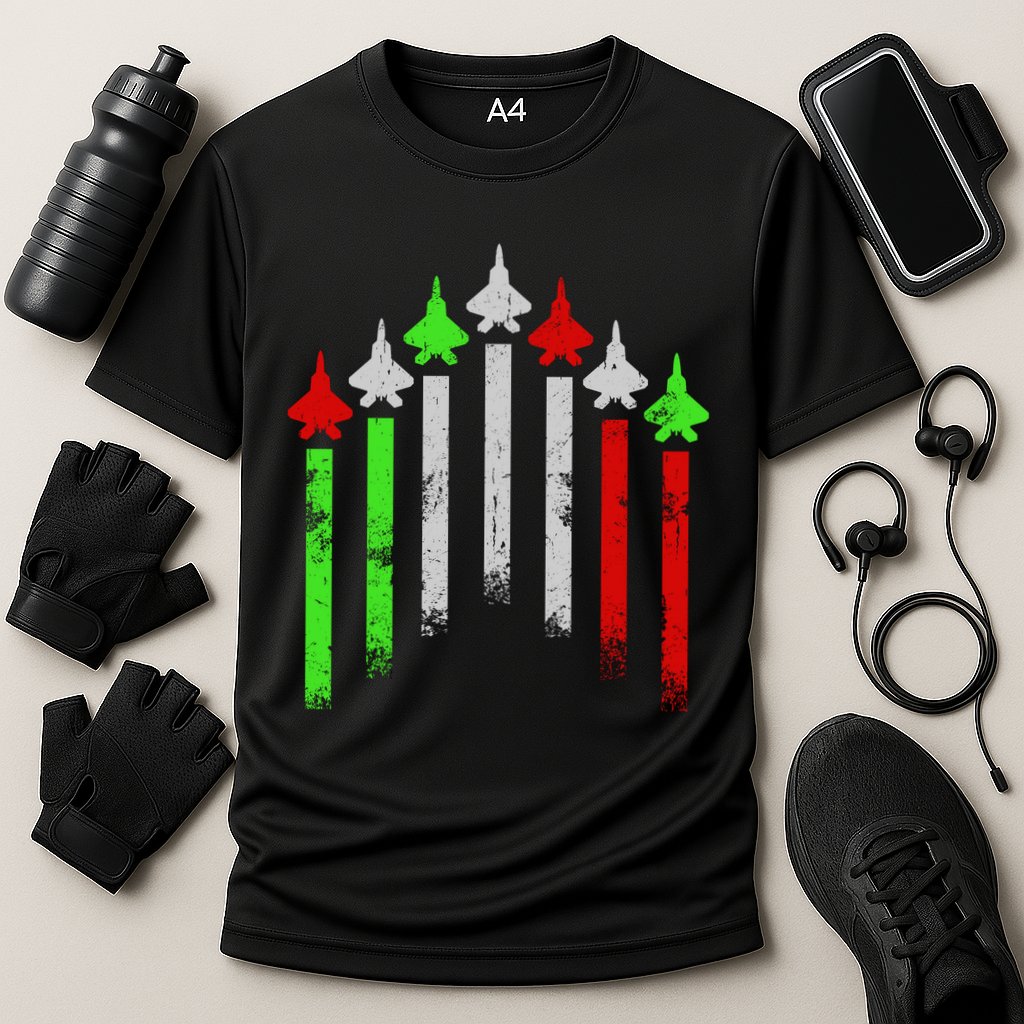 Italian Flag Airplanes Cooling Performance Crew T-Shirt