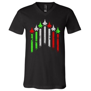 Italian Flag Airplanes V-Neck T-Shirt