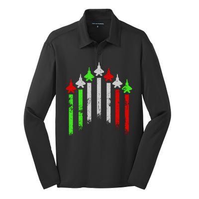 Italian Flag Airplanes Silk Touch Performance Long Sleeve Polo