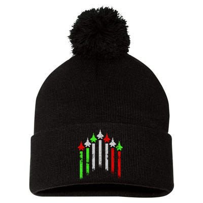 Italian Flag Airplanes Pom Pom 12in Knit Beanie