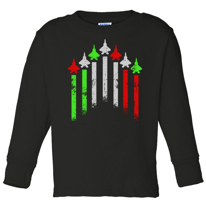 Italian Flag Airplanes Toddler Long Sleeve Shirt