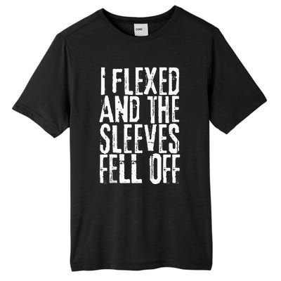 I Flexed And My Sleeves Fur Off Funny Workou Tall Fusion ChromaSoft Performance T-Shirt