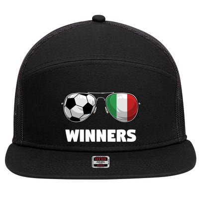 Italia Forza Azzuri Soccer Italian Flag Sunglasses Winners Gift 7 Panel Mesh Trucker Snapback Hat