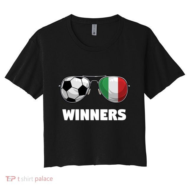Italia Forza Azzuri Soccer Italian Flag Sunglasses Winners Gift Crop Top