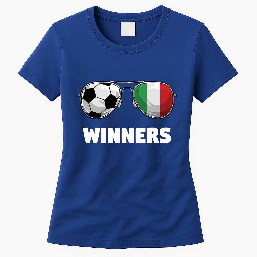 Italia Forza Azzuri Soccer Italian Flag Sunglasses Winners Gift Womens T-Shirt