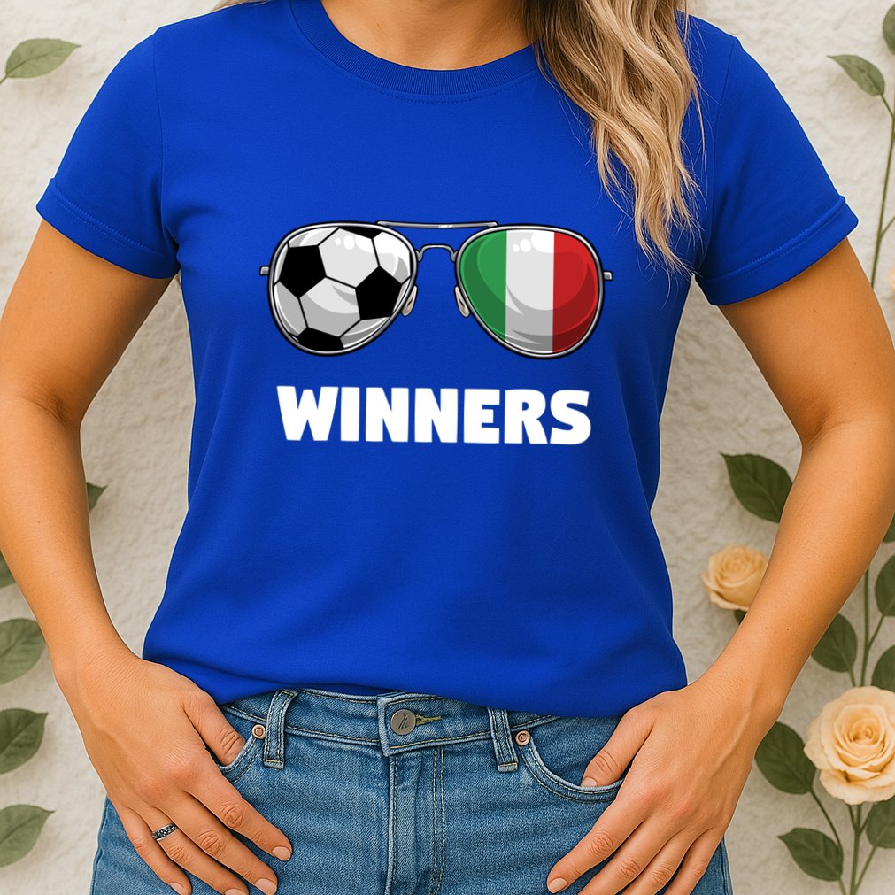 Italia Forza Azzuri Soccer Italian Flag Sunglasses Winners Gift Womens T-Shirt