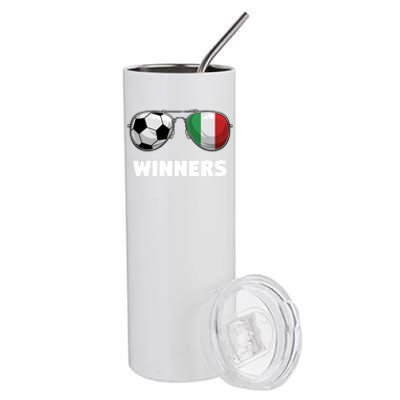 Italia Forza Azzuri Soccer Italian Flag Sunglasses Winners Gift Stainless Steel Tumbler