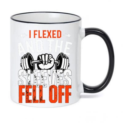 I Flexed and The Sleeves Fell Off Fun Sleeveless Gym Workout 11oz Black Color Changing Mug