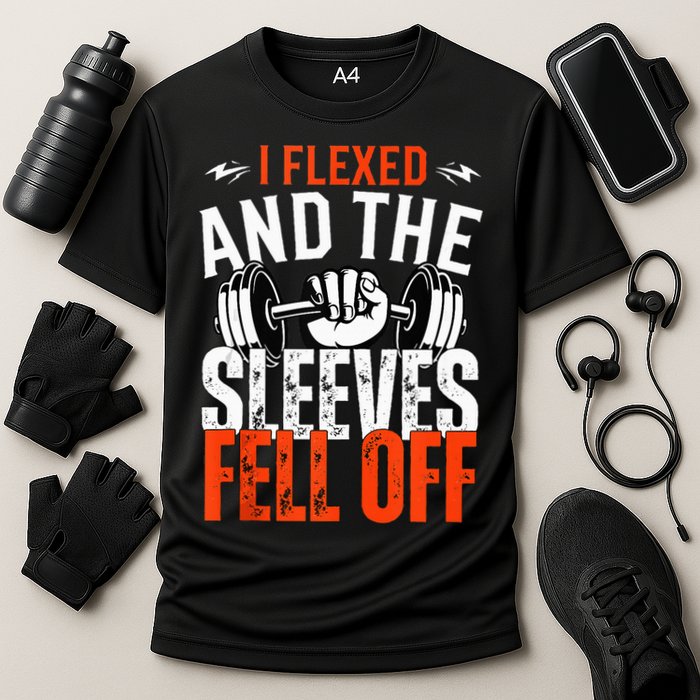 I Flexed and The Sleeves Fell Off Fun Sleeveless Gym Workout Cooling Performance Crew T-Shirt