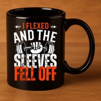 I Flexed and The Sleeves Fell Off Fun Sleeveless Gym Workout 11oz C Handle Ceramic Mug