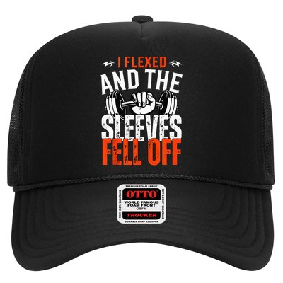 I Flexed and The Sleeves Fell Off Fun Sleeveless Gym Workout Trucker Hat