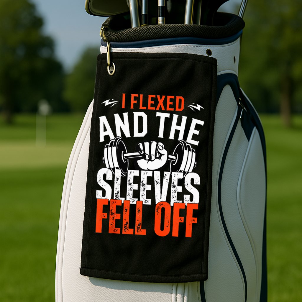 I Flexed and The Sleeves Fell Off Fun Sleeveless Gym Workout Golf Towel