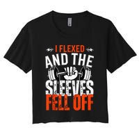 I Flexed and The Sleeves Fell Off Fun Sleeveless Gym Workout Women's Crop Top Tee