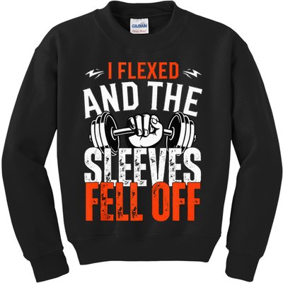 I Flexed and The Sleeves Fell Off Fun Sleeveless Gym Workout Kids Sweatshirt