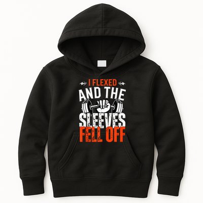 I Flexed and The Sleeves Fell Off Fun Sleeveless Gym Workout Kids Hoodie