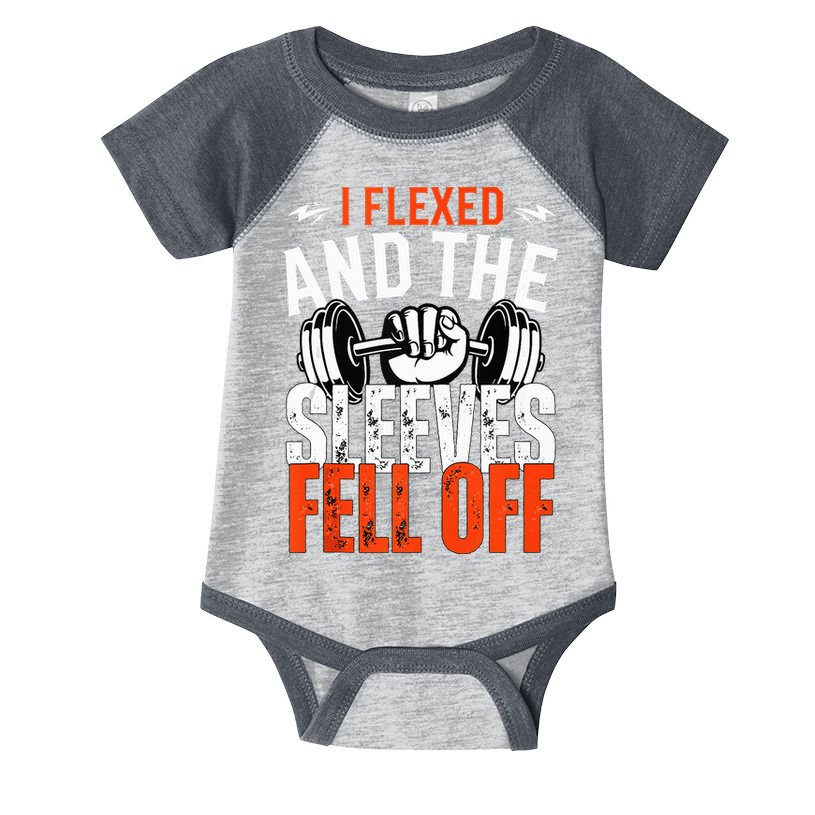 I Flexed and The Sleeves Fell Off Fun Sleeveless Gym Workout Infant Baby Jersey Bodysuit