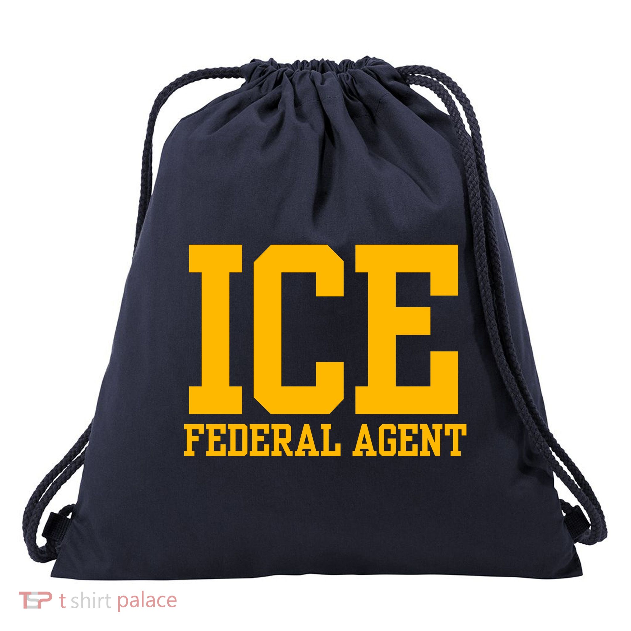 Ice Federal Agent Halloween Costume Police Immigration Drawstring Bag