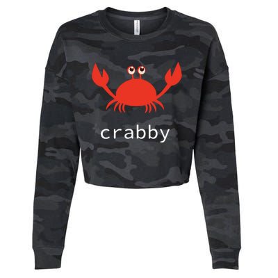 I'm Feeling A Little Crabby Funny Cartoon Crab Cropped Pullover Crew