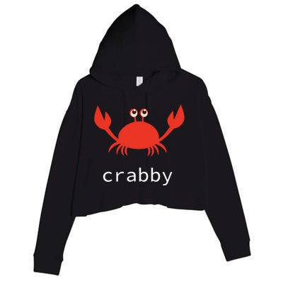 I'm Feeling A Little Crabby Funny Cartoon Crab Crop Fleece Hoodie