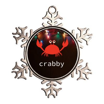 I'm Feeling A Little Crabby Funny Cartoon Crab Metallic Star Ornament