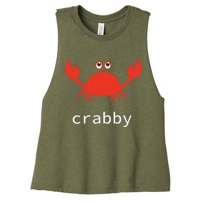 I'm Feeling A Little Crabby Funny Cartoon Crab Women's Racerback Cropped Tank