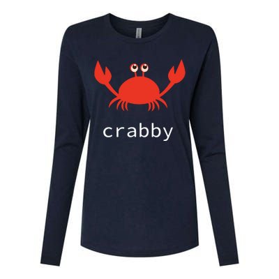 I'm Feeling A Little Crabby Funny Cartoon Crab Womens Cotton Relaxed Long Sleeve T-Shirt