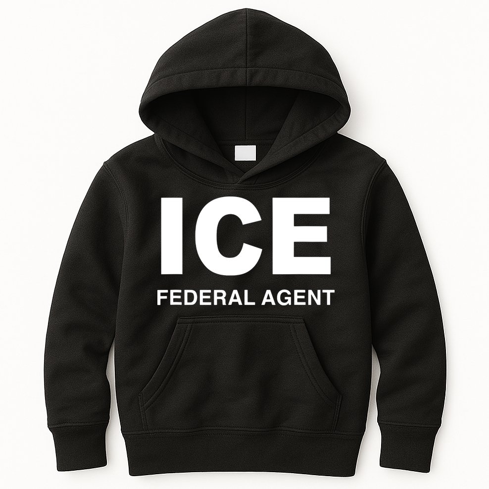 Ice Federal Agent Halloween Costume Police Immigration Kids Hoodie