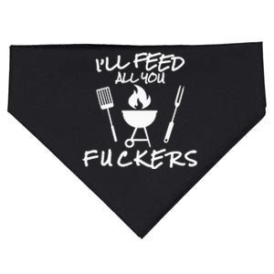 ILl Feed All You Fuckers Funny Bbq Cooking Barbeque Chef USA-Made Doggie Bandana