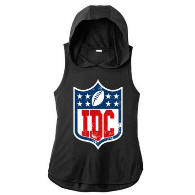 Idc Funny Anti Football I Dont Care Ladies PosiCharge Tri-Blend Wicking Draft Hoodie Tank