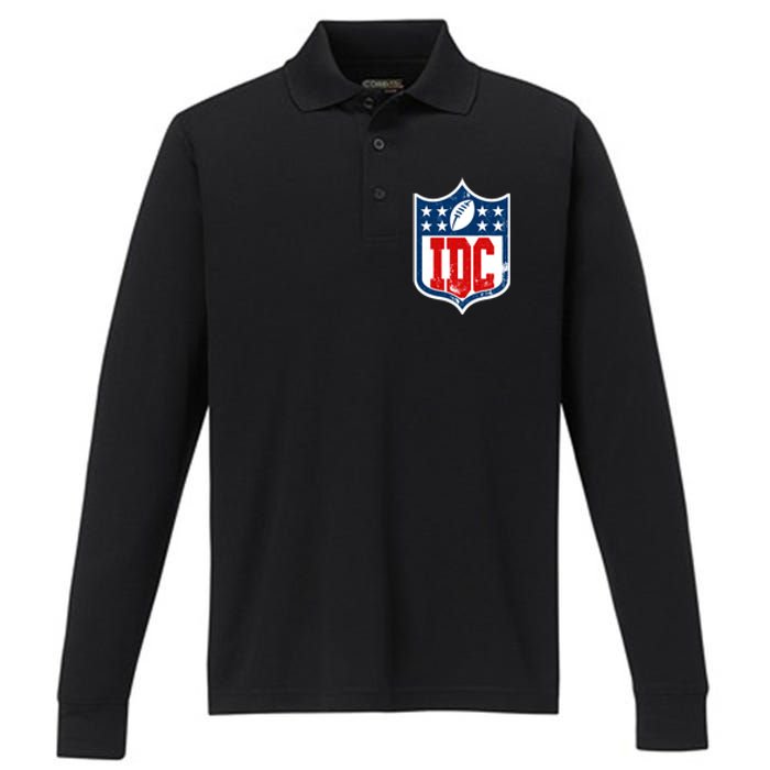 Idc Funny Anti Football I Dont Care Performance Long Sleeve Polo