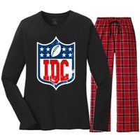 Idc Funny Anti Football I Dont Care Women's Long Sleeve Flannel Pajama Set 