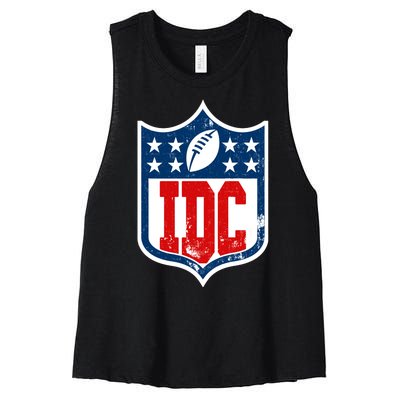 Idc Funny Anti Football I Dont Care Women's Racerback Cropped Tank