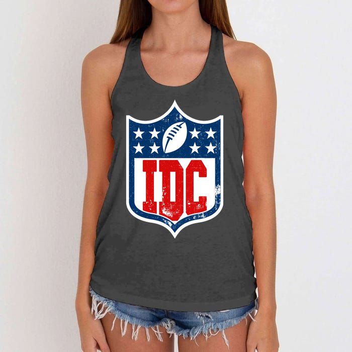 Idc Funny Anti Football I Dont Care Women's Knotted Racerback Tank