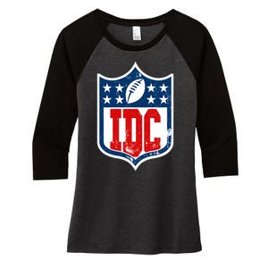 Idc Funny Anti Football I Dont Care Women's Tri-Blend 3/4-Sleeve Raglan Shirt