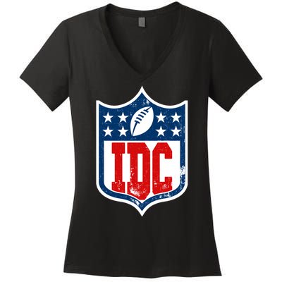 Idc Funny Anti Football I Dont Care Women's V-Neck T-Shirt