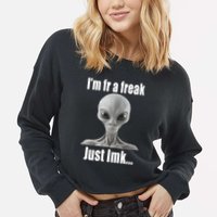 IM Fr A Freak Just Lmk Cropped Pullover Crew