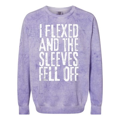 I Flexed And My Sleeves Fur Off Funny Workou Colorblast Crewneck Sweatshirt