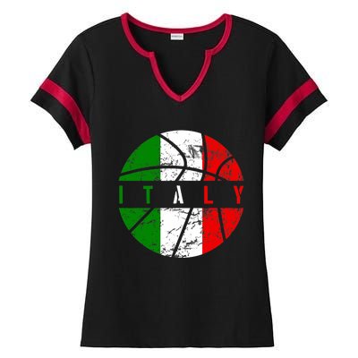 Italy Flag Basketball Italian Team Fan Lover Ladies Halftime Notch Neck Tee