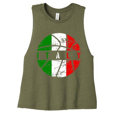 Italy Flag Basketball Italian Team Fan Lover Women's Racerback Cropped Tank