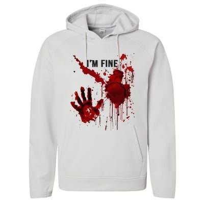 IM Fine Bloody Hand Blood Stained Blood Splatter Halloween Performance Fleece Hoodie