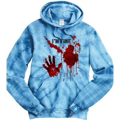 IM Fine Bloody Hand Blood Stained Blood Splatter Halloween Tie Dye Hoodie